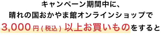 キャンペーン期間中に、晴れの国おかやま館オンラインショップで3,000円(税込)以上お買いものをすると